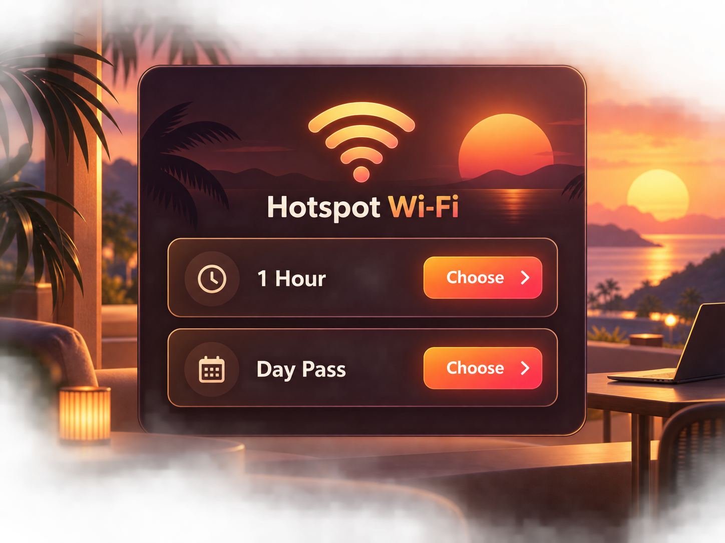 Sunset hotspot Wi-Fi portal preview